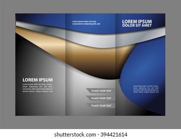 Template design trifold brochure with polygons, polygonal sphere. Editable and light vector with places for photos. Proportionally A4
