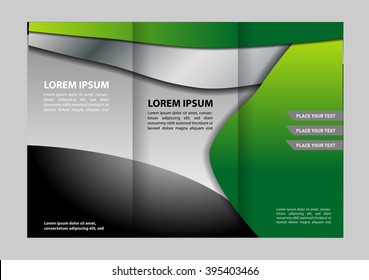 Template design trifold brochure with polygons, polygonal sphere. Editable and light vector with places for photos. Proportionally A4
