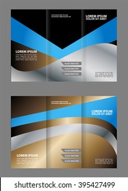Template design trifold brochure with polygons, polygonal sphere. Editable and light vector with places for photos. Proportionally A4

