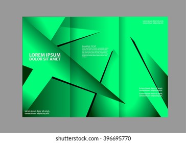 Template design trifold brochure with polygons, polygonal sphere. Editable and light vector with places for photos. Proportionally A4

