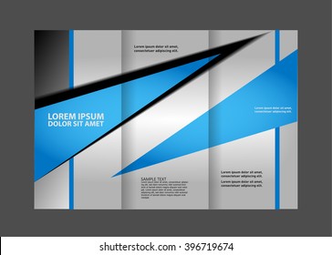 Template design trifold brochure with polygons, polygonal sphere. Editable and light vector with places for photos. Proportionally A4
