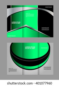 Template design of trifold brochure with polygons. Editable and light vector with places for photos. Proportionally A4
