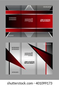 Template design trifold brochure with polygons, polygonal sphere. Editable and light vector with places for photos. Proportionally A4
