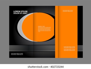 Template design trifold brochure with polygons, polygonal sphere. Editable and light vector with places for photos. Proportionally A4

