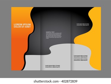 Template design trifold brochure with polygons. Editable and light vector with places for photos. Proportionally A4
