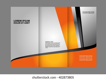 Template design trifold brochure with polygons, polygonal sphere. Editable and light vector with places for photos. Proportionally A4
