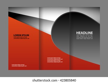 Template design trifold brochure with polygons, polygonal sphere. Editable and light vector with places for photos. Proportionally A4

