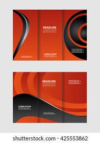 Template design trifold brochure with polygons, polygonal sphere. Editable and light vector with places for photos. Proportionally A4
