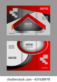 Template design trifold brochure with polygons, polygonal sphere. Editable and light vector with places for photos. Proportionally A4
