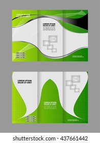 Template design trifold brochure with polygons, polygonal sphere. Editable and light vector with places for photos. Proportionally A4
