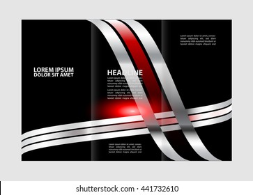 Template design trifold brochure with polygons, polygonal sphere. Editable and light vector with places for photos. Proportionally A4
