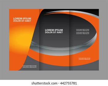 Template design trifold brochure with polygons, polygonal sphere. Editable and light vector with places for photos. Proportionally A4
