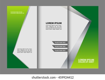 Template design trifold brochure with polygons, polygonal sphere. Editable and light vector with places for photos. Proportionally A4

