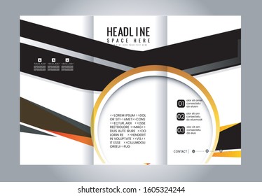 Template design of trifold brochure with stripes
