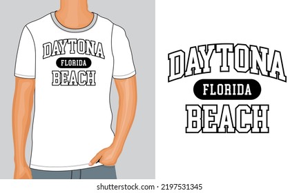 Template of design for t-shirt with Daytona beach lettering, vector illustration
