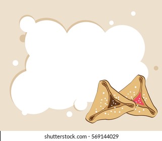 Vorlagendesign mit zwei verschiedenen Hamantaschen für jüdischen Urlaub Purim. Vektorgrafik