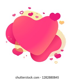Template design Valentine sale heart banner. Happy valentine's day brochure with decoration pink heart. Romantic background with abstract  geometric shape for holiday offer and wedding card. Vector