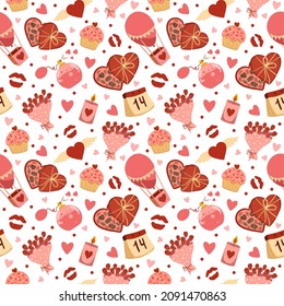 Template design for Valentine's day, romantic love seamless pattern. Vector Illustration