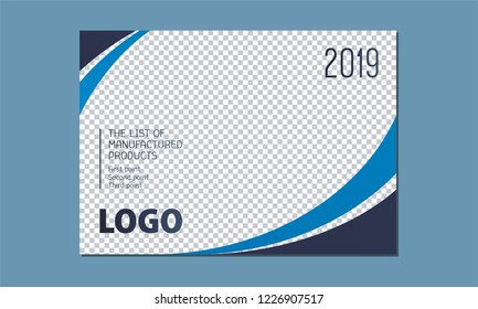 Template For Design, Vector Illustration. Business Calendar 2021, 2022, Cover, Price, Catalog. Colors: Gray, Black, Blue, White.