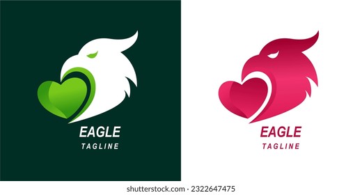 Template Design Vector Logo Head Eagle and Love Combination