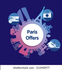 Template design vector poster for travel. Paris.