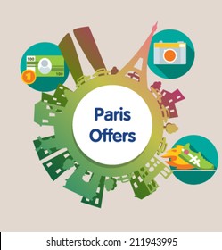 Template design vector poster for travel. Paris.
