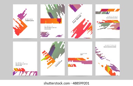 Template Design Vector Set, Layout, Brochure, Magazine. Geometric Flat Style Templates Collection for Business Identity