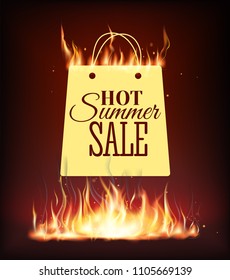Template design vertical banner with Special sale. Black card for hot offer with frame fire graphic. Invitation layout with flame border. Vector.