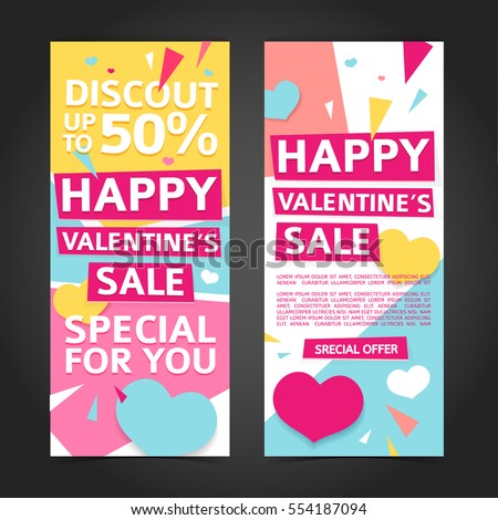 template design vertical banner valentines day のベクター画像素材