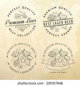 Template design for vintage beer emblems and label. Vector illustration.