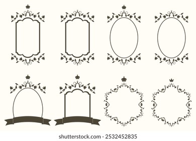 Diseño de Plantilla de Antiguas Frame con espacio de copia. Conjunto de Antiguas Frame en color retro marrón. colección de borde antiguo de Vector para diseño de invitación nupcial. EPS 10