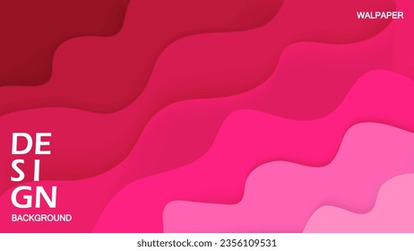 Template design wallpaper wave curving 3d gradient pink color 