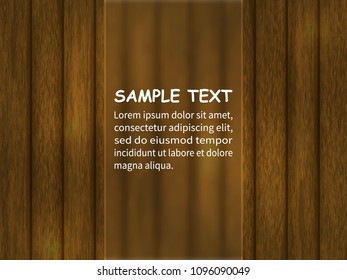 template for design with wooden background. Text frame. Frosted glass. Vector illustration.