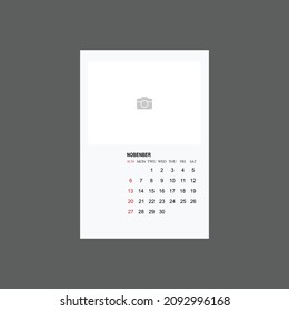template design for year 2022 calendar with A3 size