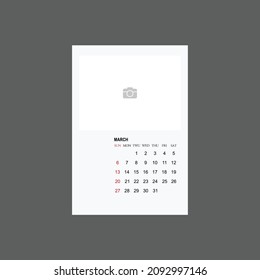 template design for year 2022 calendar with A3 size
