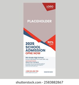 Template for designing banners for admission rollup