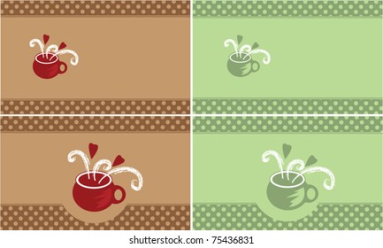 Template designs for a business card for coffee or tea shop