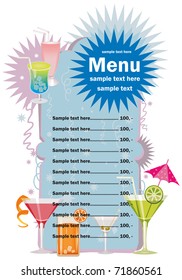 Template designs of cocktail menu