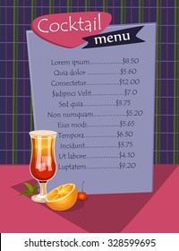 Template designs of cocktail menu, excellent vector illustration, EPS 10