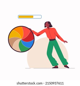 La plantilla diseña estados vacíos para el concepto de páginas de aplicaciones móviles. Ilustración del carácter vector. Cargando, elige tu plan. Rueda de la fortuna