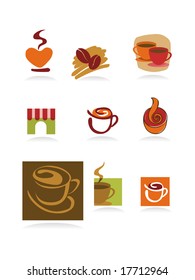 Template designs of icons for coffee shop and restaurant, vector file include