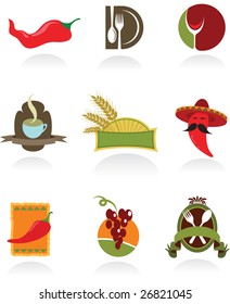 Template designs of icons for coffee shop and restaurants