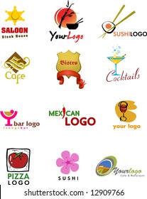 Template designs of logo for coffee shop and restaurant, vector file include