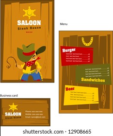 Template designs of menu and business card for coffee shop, and restaurant, vector file include