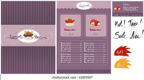 Template designs of menu and business card