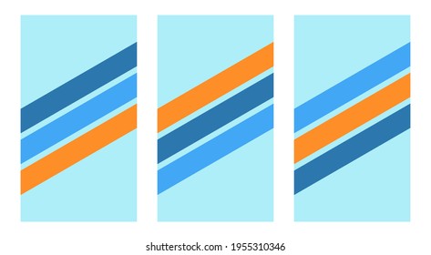 Diseños de plantillas para publicaciones en medios sociales. Colores azul y naranja con un patrón de línea en el medio que se puede enviar por mensaje de texto.