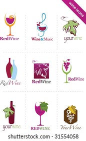 Template designs of wine icons and logos