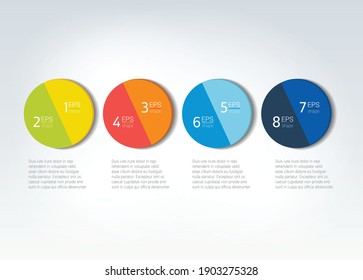 Plantilla, diagrama, gráfico, hito, gráfico, presentación, infografía. Infografía de 8 pasos. Círculos con flechas. 