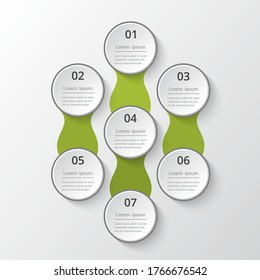 Template for diagram, graph, presentation and chart. Business concept with 7 options, parts, steps or processes