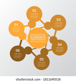 Template for diagram, graph, presentation and chart. Business concept with 6 options, parts, steps or processes